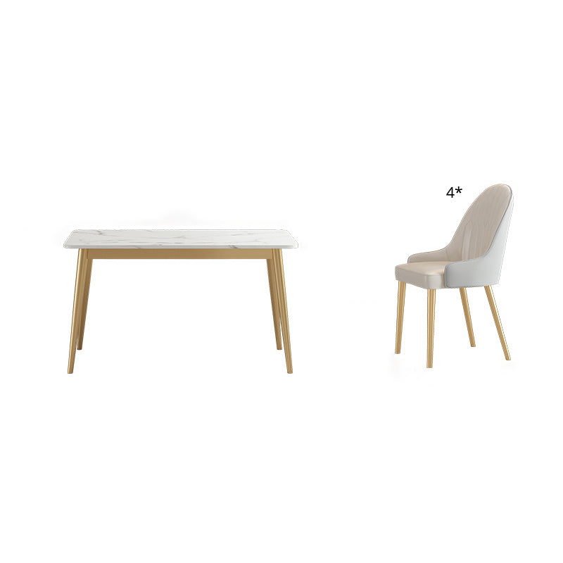 Glam Sintered Stone Dining Room Set Standard Height with 4 Legs Base Dining Furniture