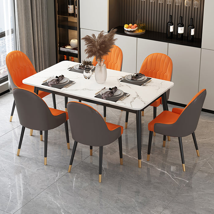 Glam Sintered Stone Dining Room Set Standard Height with 4 Legs Base Dining Furniture