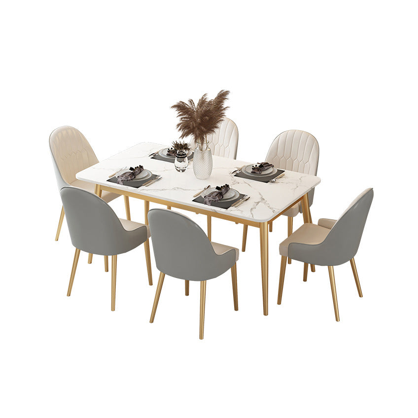 Glam Sintered Stone Dining Room Set Standard Height with 4 Legs Base Dining Furniture