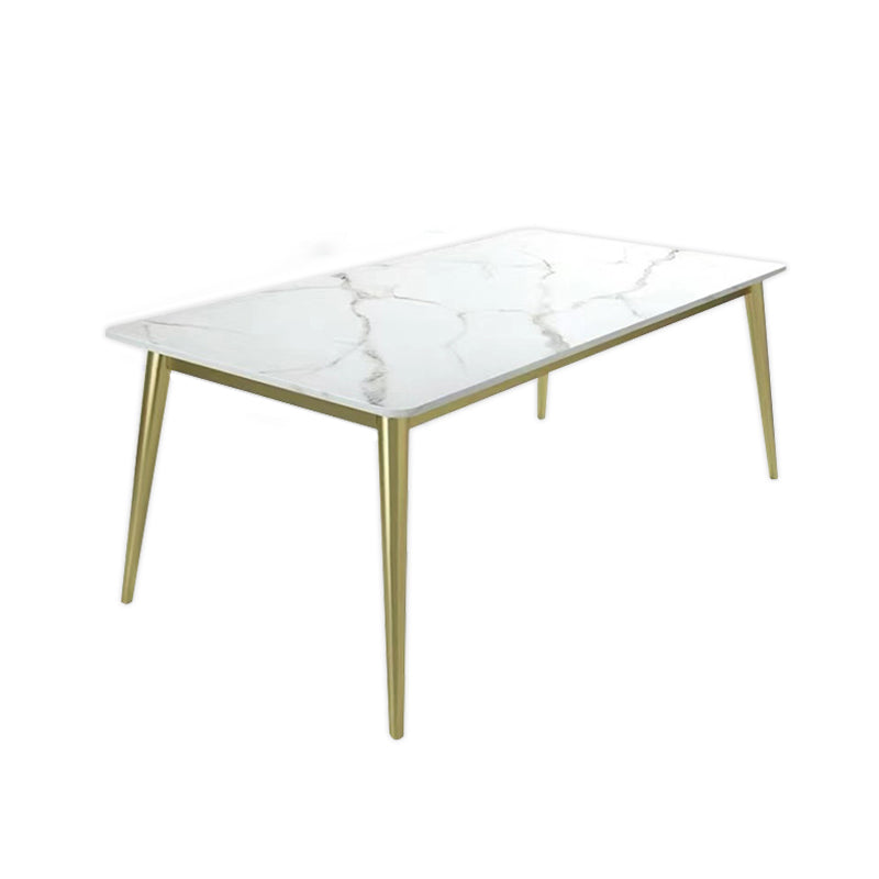 Scandinavian Style Sintered Stone Dining Table Set White Rectangle Home Use Dining Set