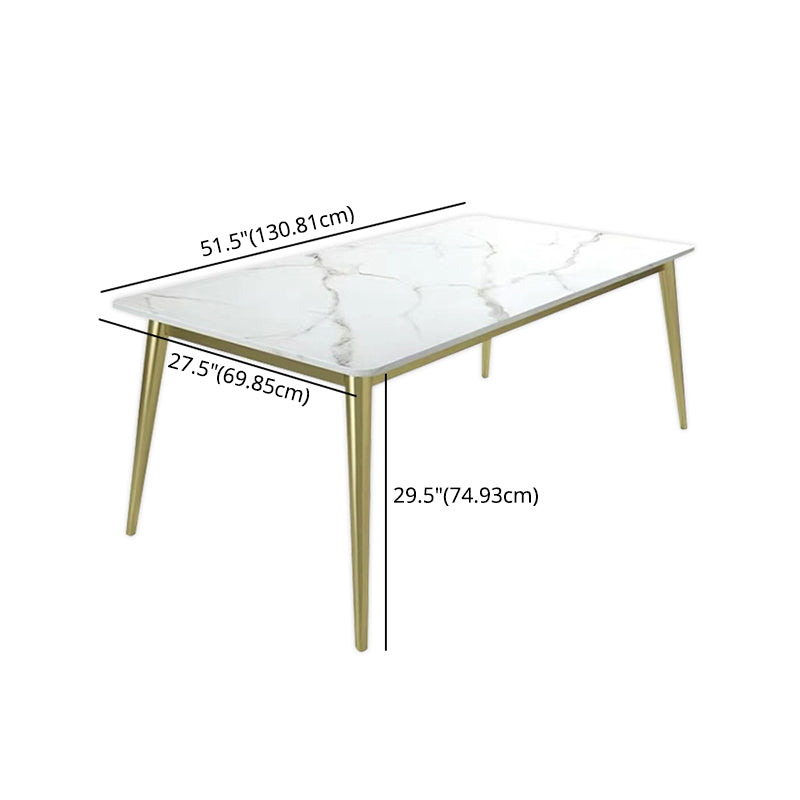 Scandinavian Style Sintered Stone Dining Table Set White Rectangle Home Use Dining Set
