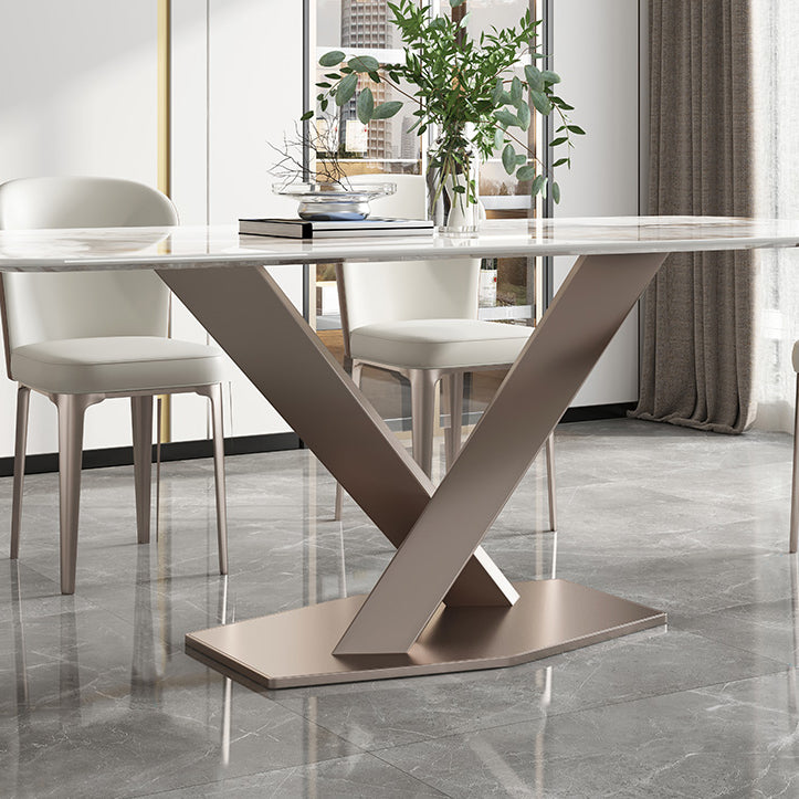 Modern Kitchen Dining Room Set with Sintered Stone Top and Gold Base Dining Furniture Set