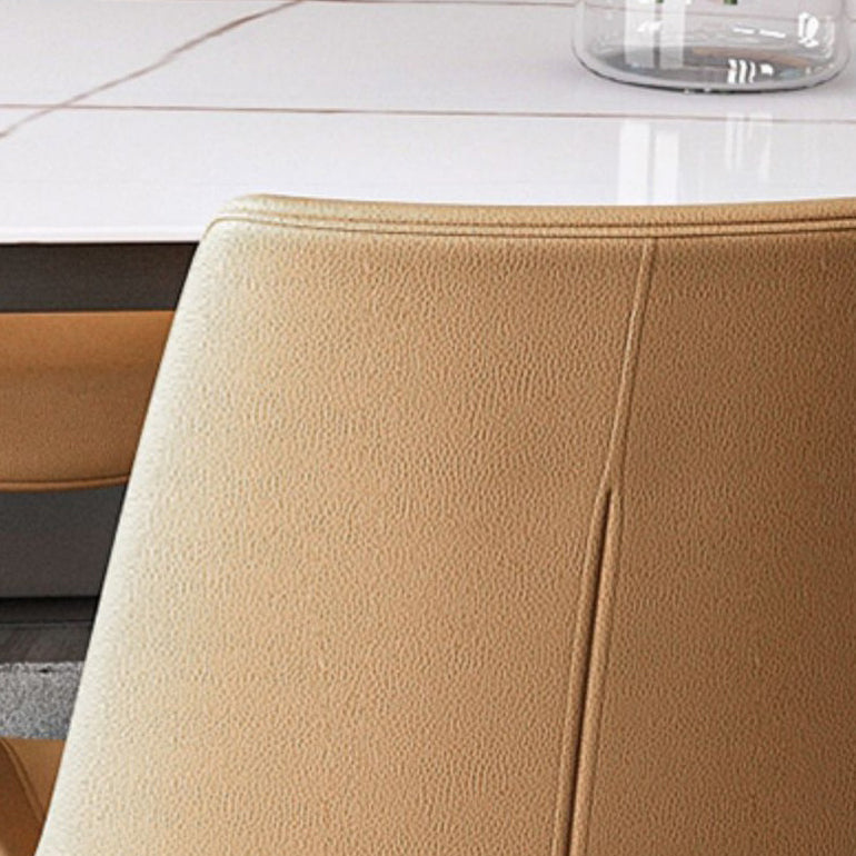 Modern Style Sintered Stone Dining Table with White Rectangle Shape Table and 4 Legs Base