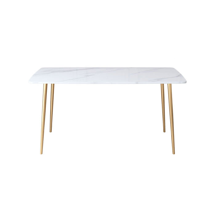 Scandinavian Style Sintered Stone Dining Table Set with Rectangle Table and Gold Legs Dining Set