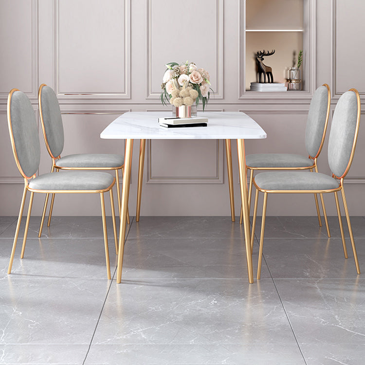 Scandinavian Style Sintered Stone Dining Table Set with Rectangle Table and Gold Legs Dining Set