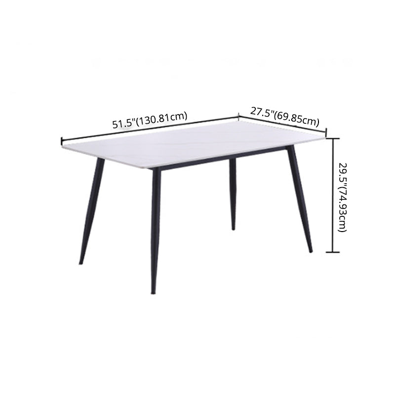 Modern Sintered Stone Dining Table Set White Rectangle Formal Dining Set