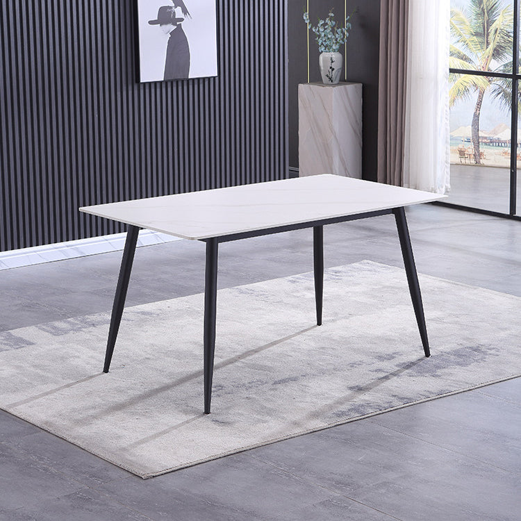 Modern Sintered Stone Dining Table Set White Rectangle Formal Dining Set