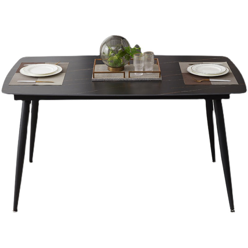 Modern Kitchen Black Sintered Stone Furniture of Standard Height Formal Dining Room Table Set