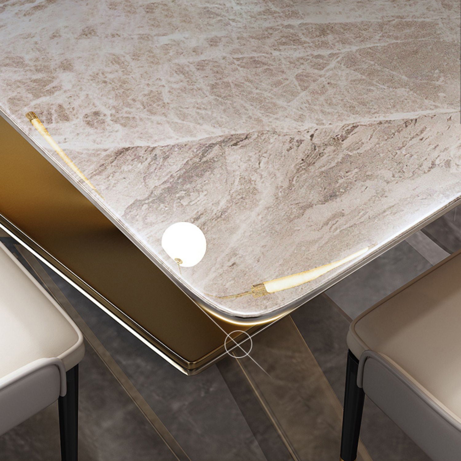 Sintered Stone Modern Dining Room Set with Rectangle Table and Metal Base Dining Set