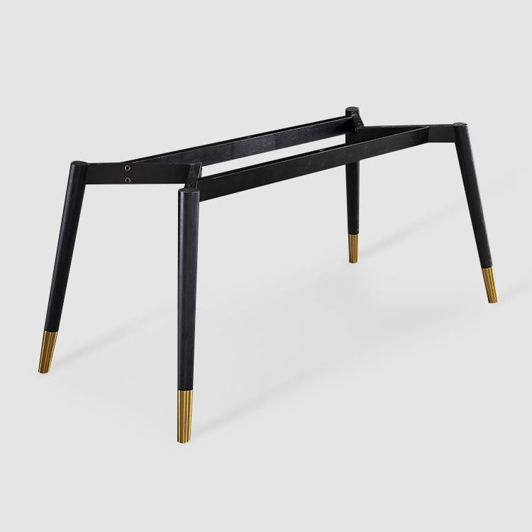 Scandinavian White Slate Dining Table Rectangular Dining Table with Wood Base