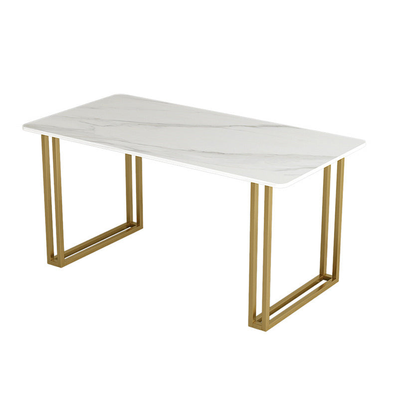 Glam Sintered Stone Dining Room Set Standard Height with Double Pedestal Base Dining Furniture