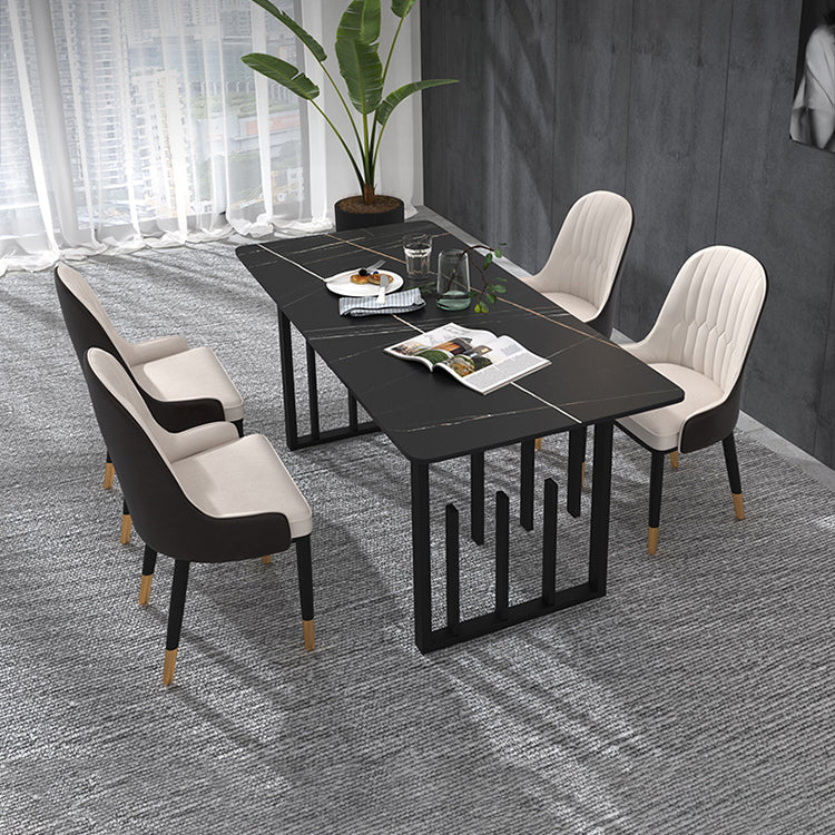 Modern Sintered Stone Dining Room Set Standard Height with Double Pedestal Base Dining Furniture