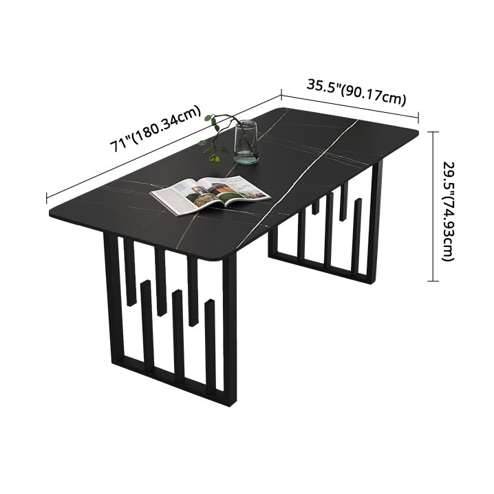Modern Sintered Stone Dining Room Set Standard Height with Double Pedestal Base Dining Furniture