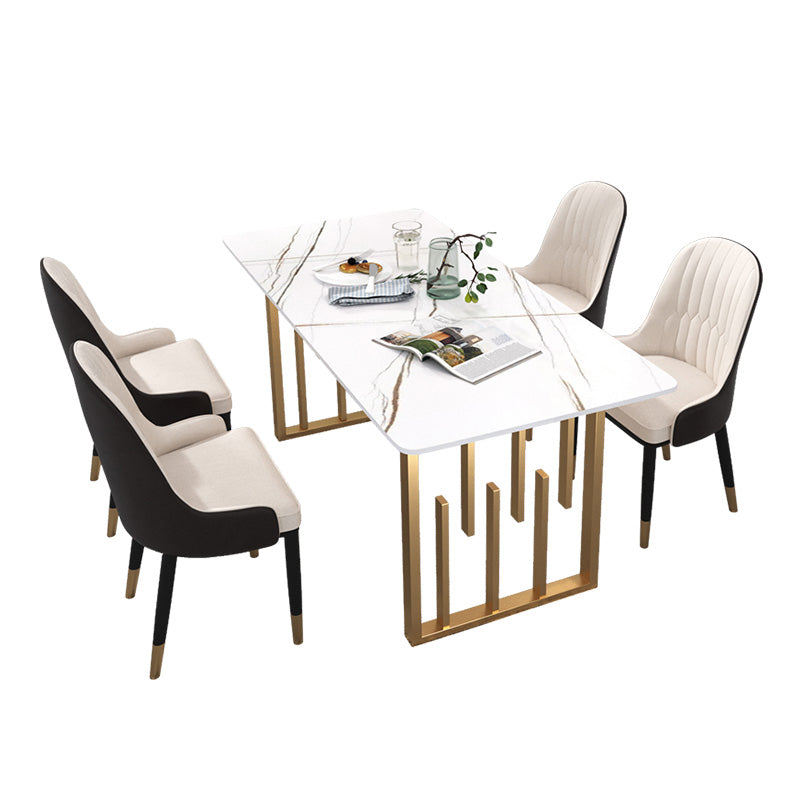 Modern Sintered Stone Dining Room Set Standard Height with Double Pedestal Base Dining Furniture