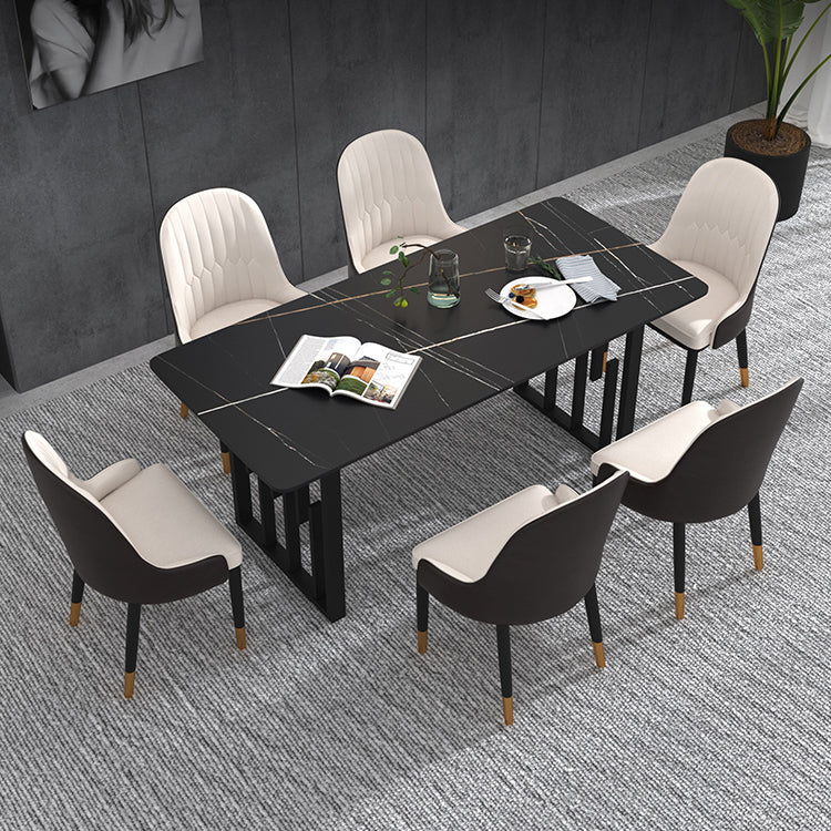 Modern Sintered Stone Dining Room Set Standard Height with Double Pedestal Base Dining Furniture