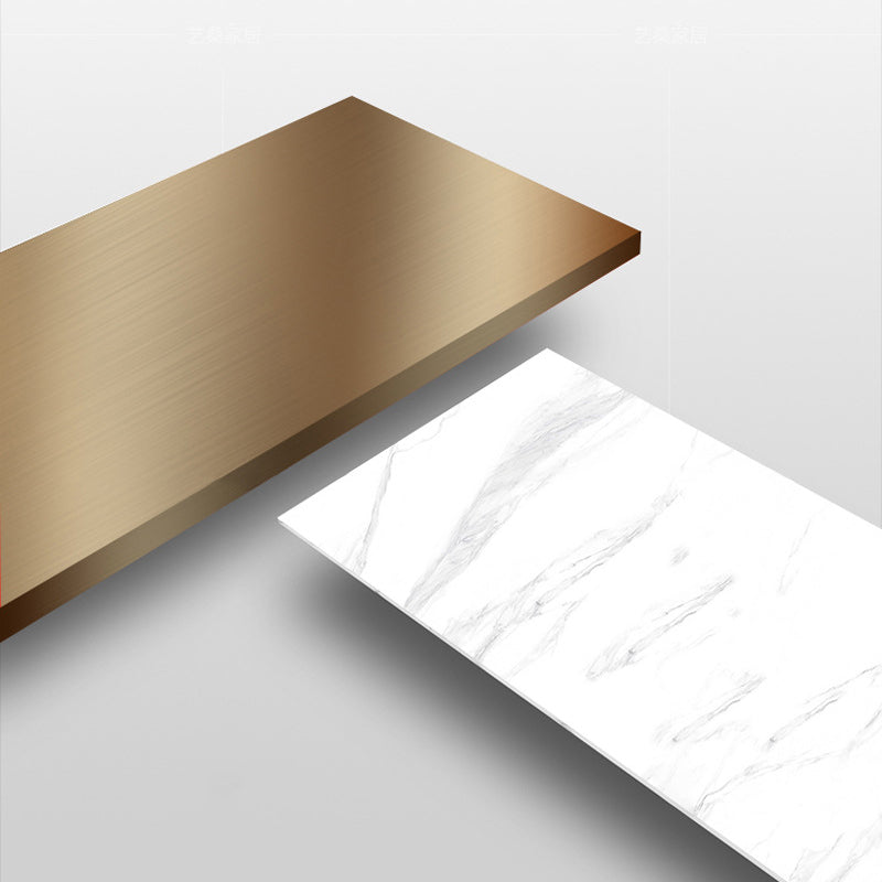 Modern Sintered Stone Dining Room Set with Rectangle Table and Metal Base Home Dining Set