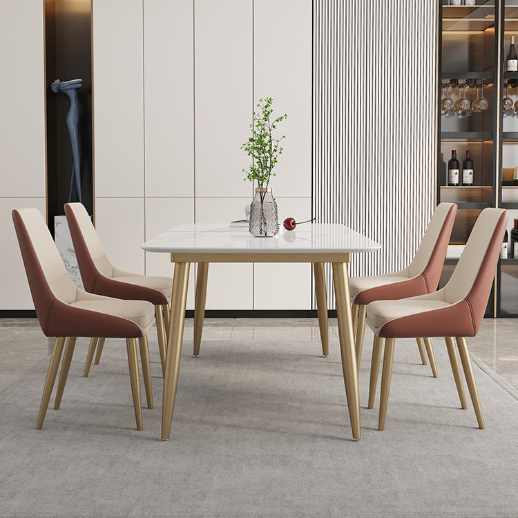 Glam Sintered Stone Dining Room Set Standard Height with Gold Base Dining Set