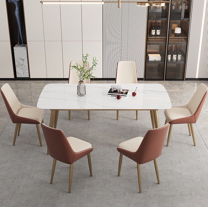 Glam Sintered Stone Dining Room Set Standard Height with Gold Base Dining Set