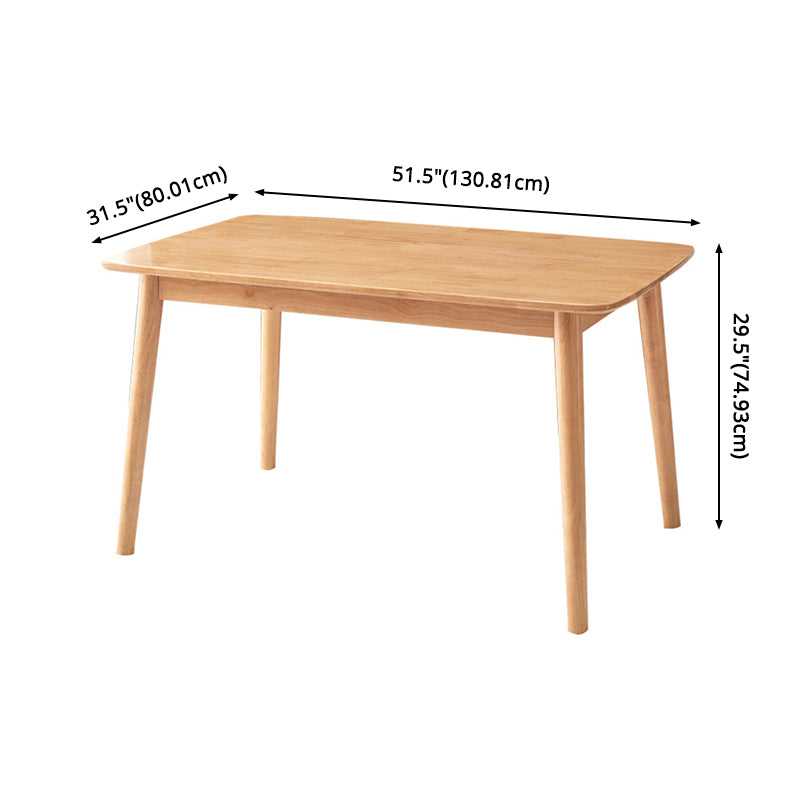 Fixed Minimalist Style Solid Wood Top Kitchen Table Set of Light Brown for Dining Room