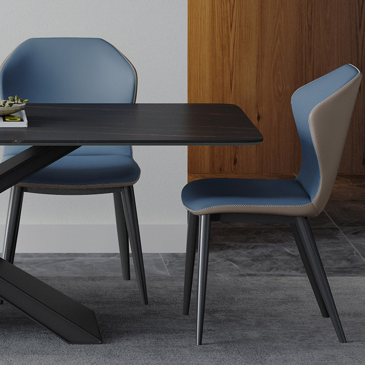 Minimalist Sintered Stone Dining Room Set Standard Height with Black Base Dining Set