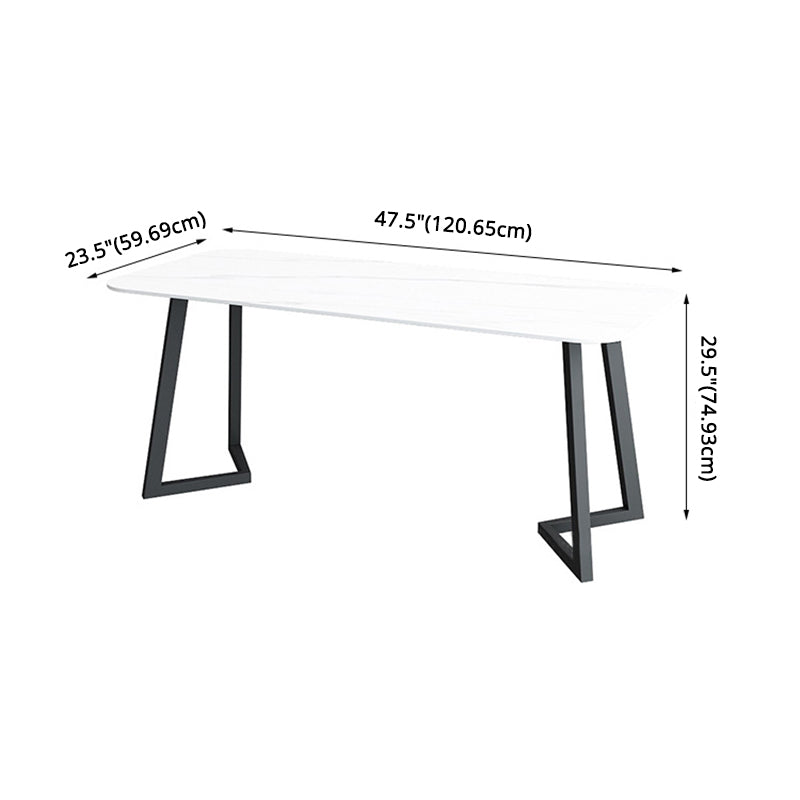 Contemporary Sintered Stone Standard Dining Set Black & White Rectangle Shape Dining Set for Kitchen
