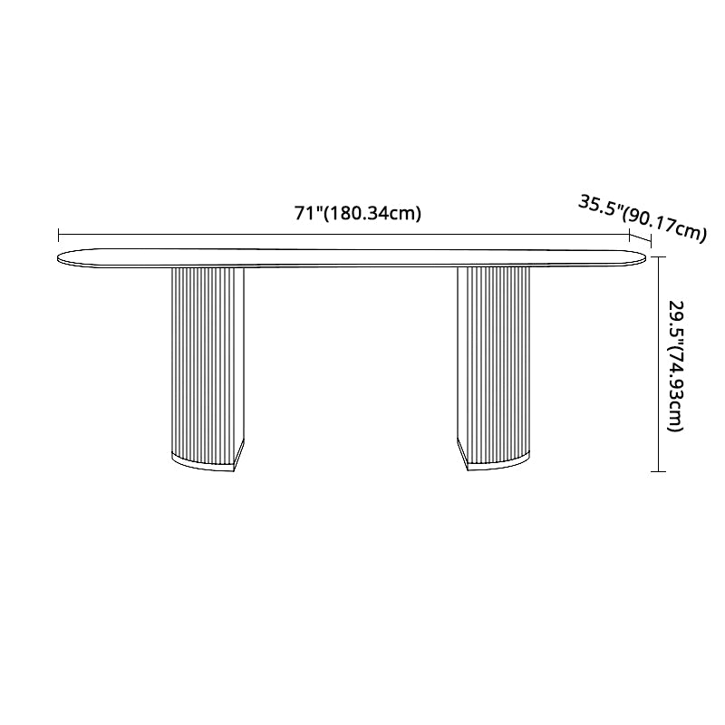 Minimalist White Standard Dining Set Rectangular Kitchen Dining Set with Double Pedestal Base