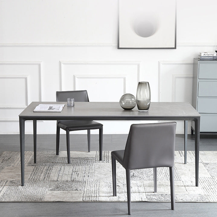 Standard Sintered Stone Top Dining Set with 4 Black Metallic Legs for Dining Furniture