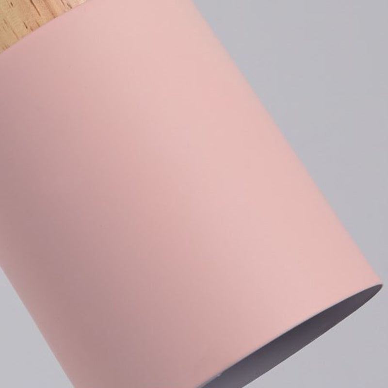 Moderne minimalistische macaron hangende lamp houten cilindrische hanglamp met aluminium schaduw