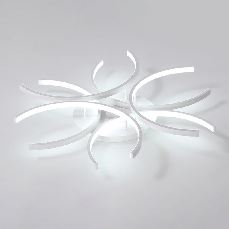 Acrylic White LED Ceiling Light in Modern Concise Style Lacquered Aluminium Linear Semi Flush Mount