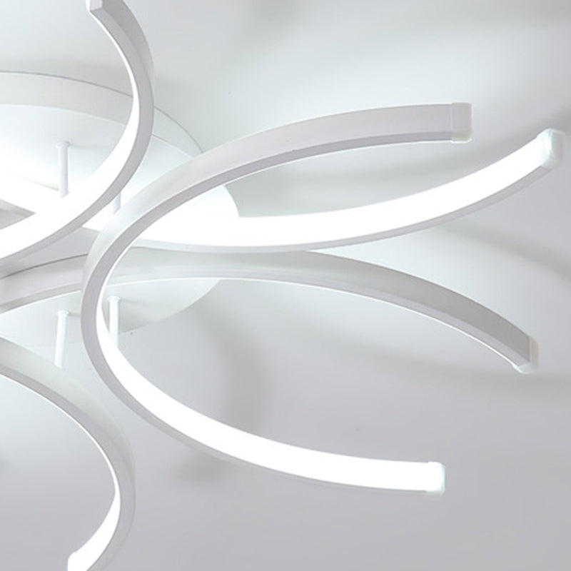 Acrylic White LED Ceiling Light in Modern Concise Style Lacquered Aluminium Linear Semi Flush Mount