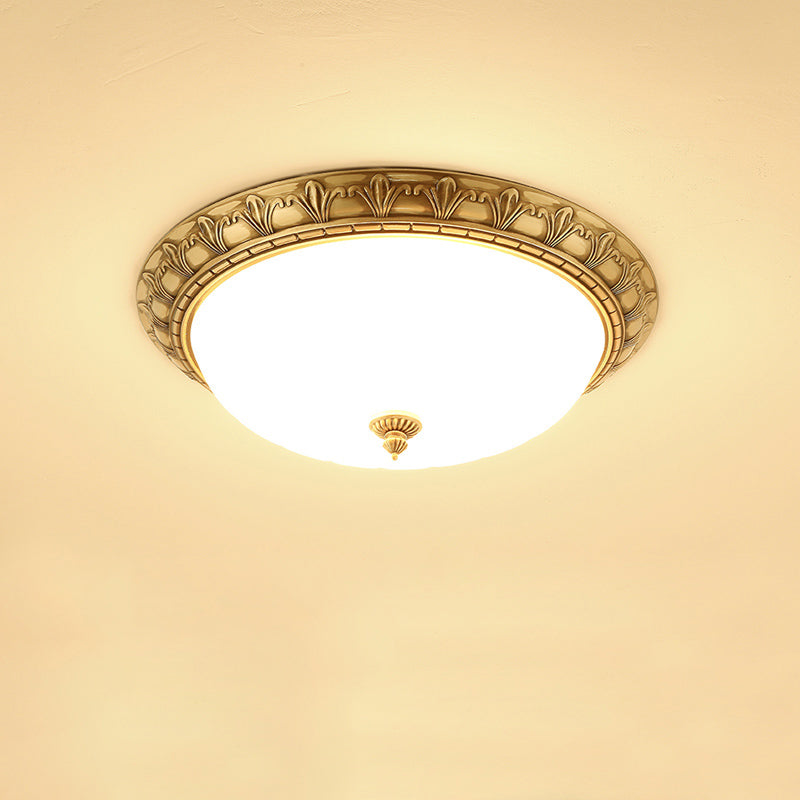 Traditional Glass 1-Light Flush Light Bowl Ceiling Mounted Light for Bedroom