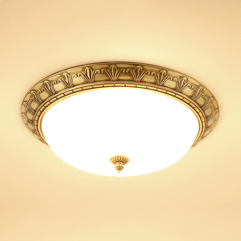 Traditional Glass 1-Light Flush Light Bowl Ceiling Mounted Light for Bedroom