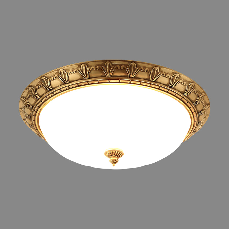 Traditional Glass 1-Light Flush Light Bowl Ceiling Mounted Light for Bedroom