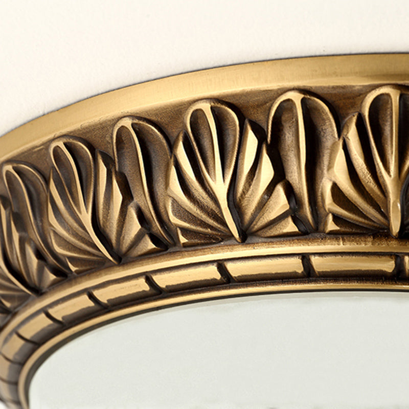 Traditional Glass 1-Light Flush Light Bowl Ceiling Mounted Light for Bedroom