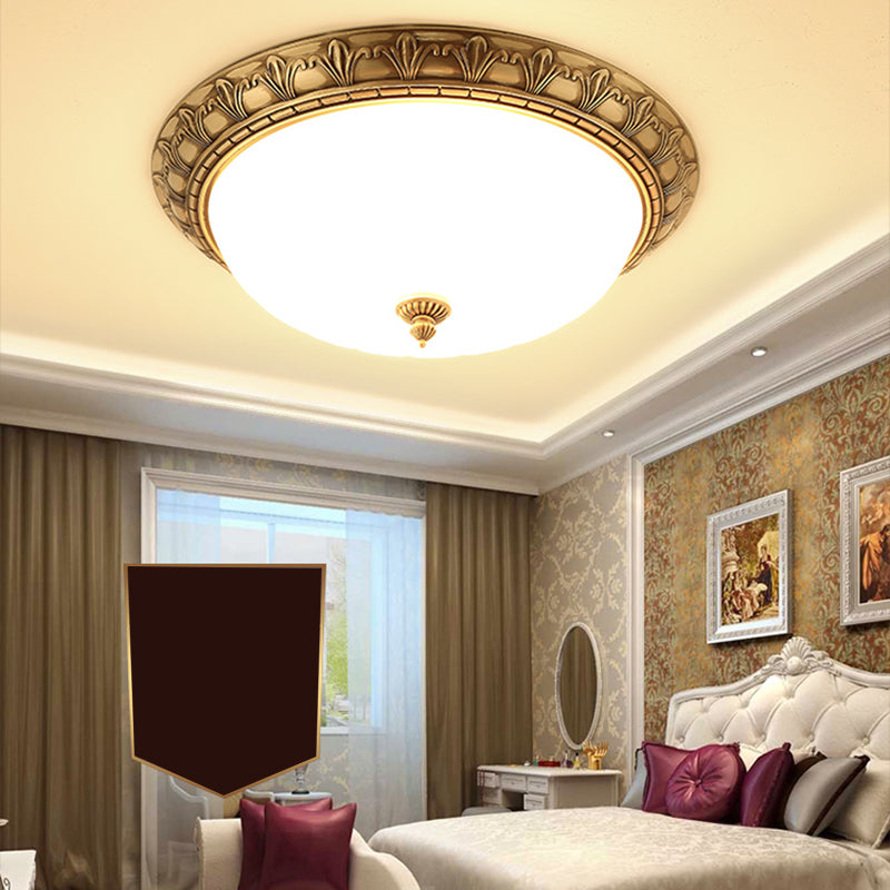 Traditional Glass 1-Light Flush Light Bowl Ceiling Mounted Light for Bedroom