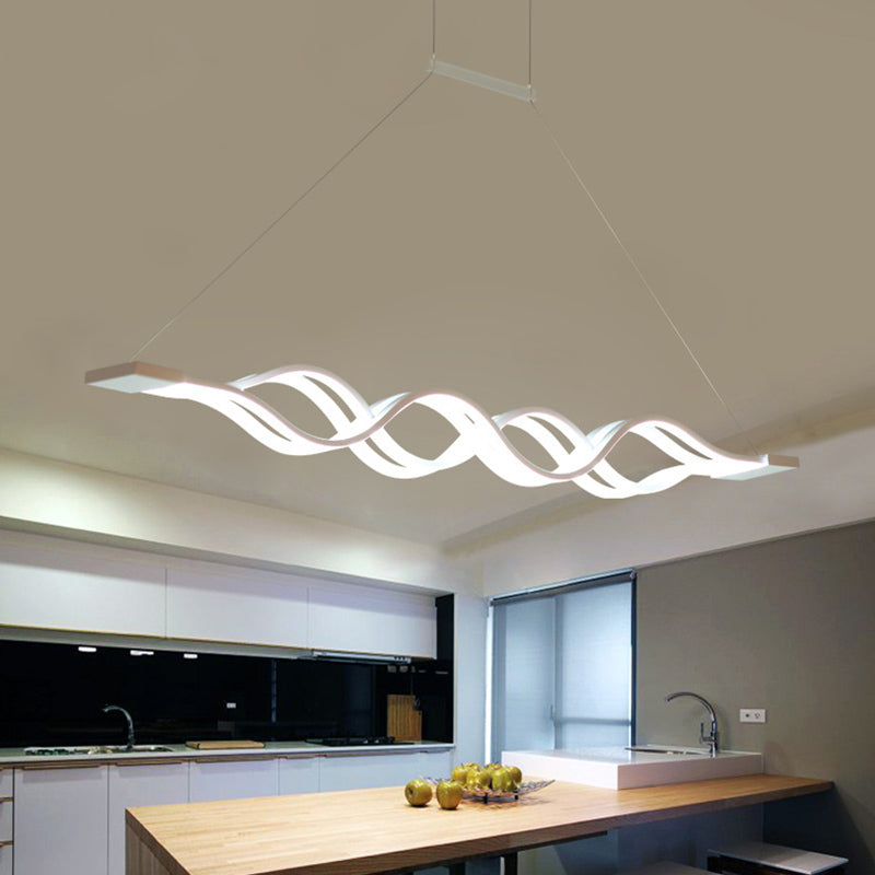 Luce isola a led a forma d'onda bianca nella moderna semplicità in ferro battuto luce a sospensione con ombra acrilica