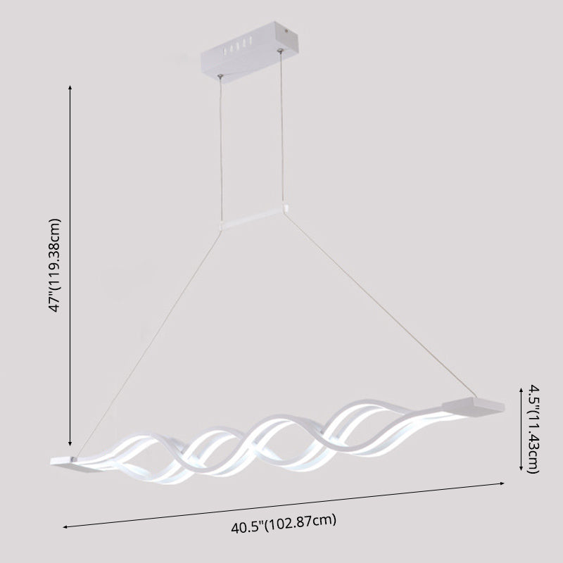 Luce isola a led a forma d'onda bianca nella moderna semplicità in ferro battuto luce a sospensione con ombra acrilica
