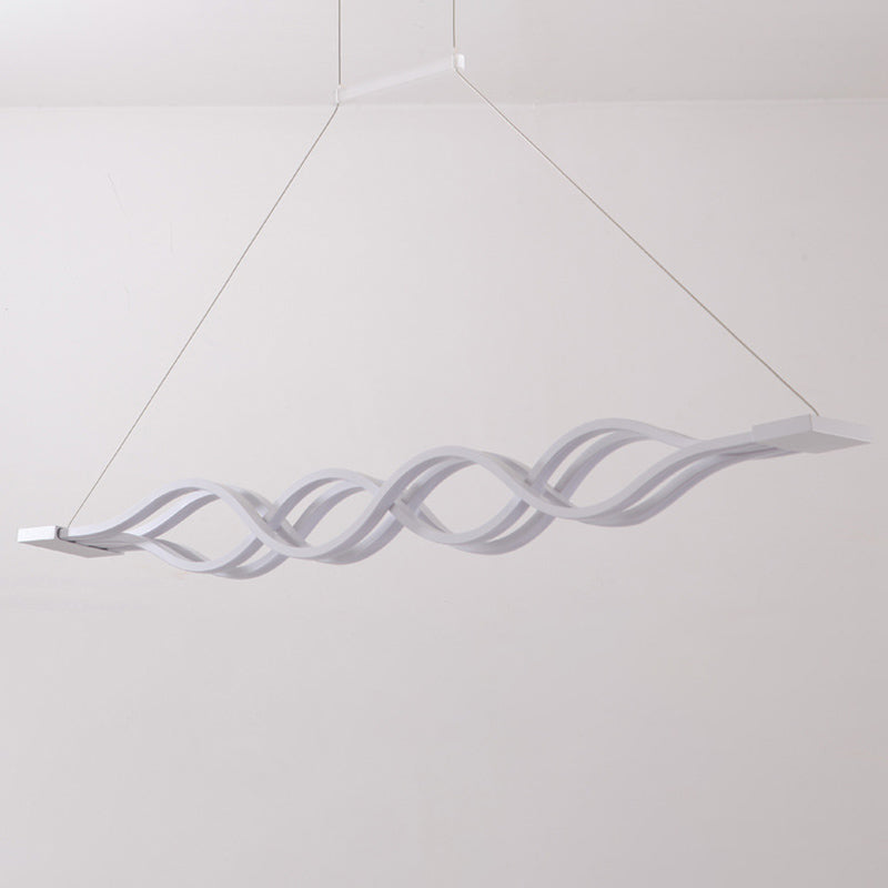 White Waveform LED Island Light in Modern Simplicity Wrought Iron Pendant Light with Acrylic Shade
