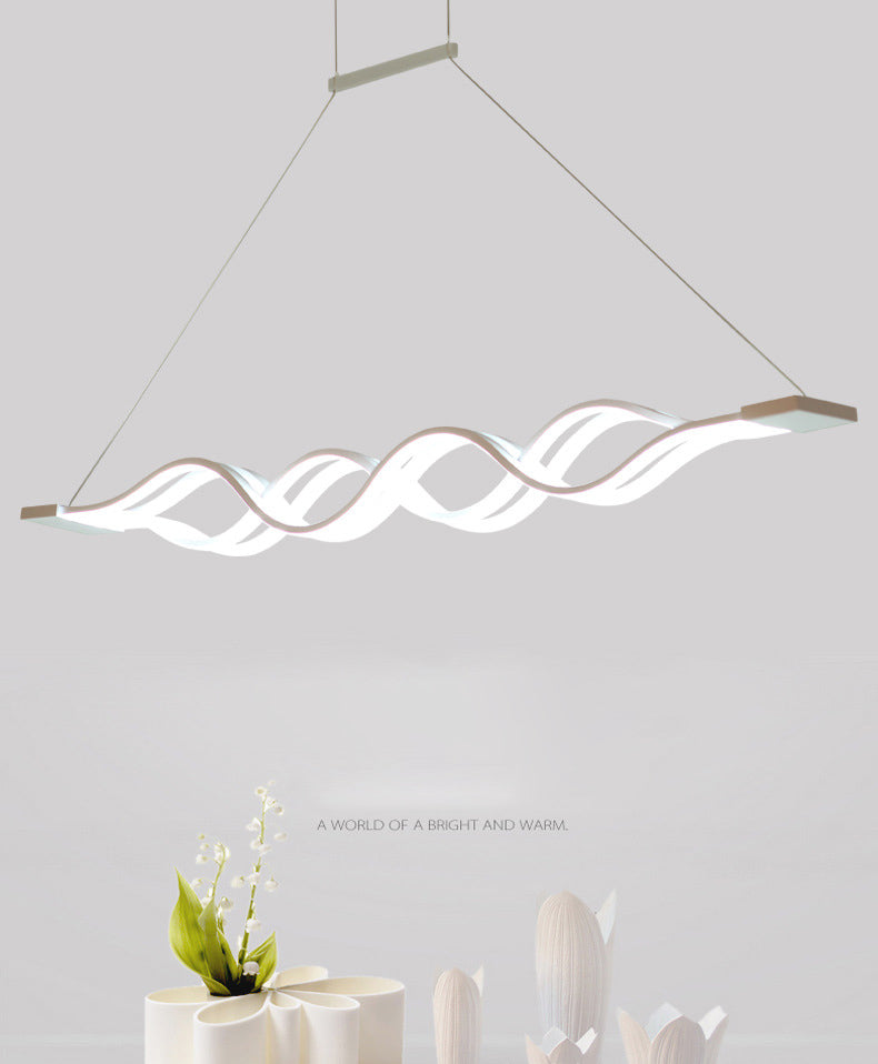 Luce isola a led a forma d'onda bianca nella moderna semplicità in ferro battuto luce a sospensione con ombra acrilica