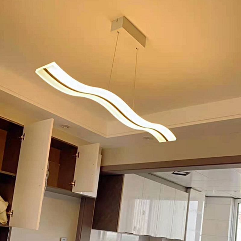 Luce a led bianche acriliche in moderna luce a forma d'onda di ferro in stile in stile conciso per sala da pranzo
