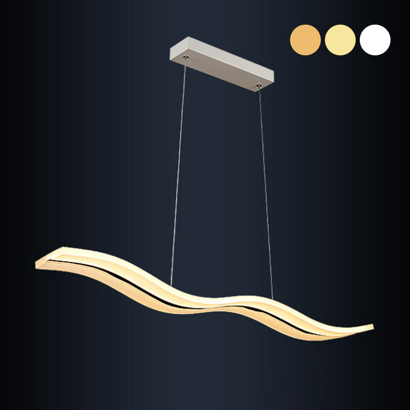 Luce a led bianche acriliche in moderna luce a forma d'onda di ferro in stile in stile conciso per sala da pranzo