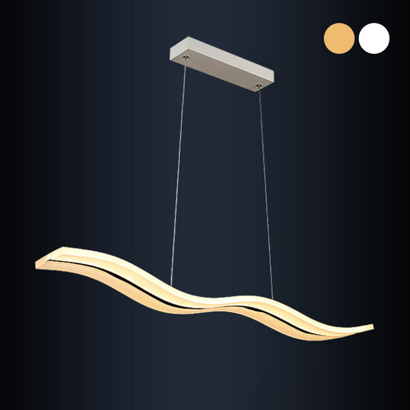 Luce a led bianche acriliche in moderna luce a forma d'onda di ferro in stile in stile conciso per sala da pranzo