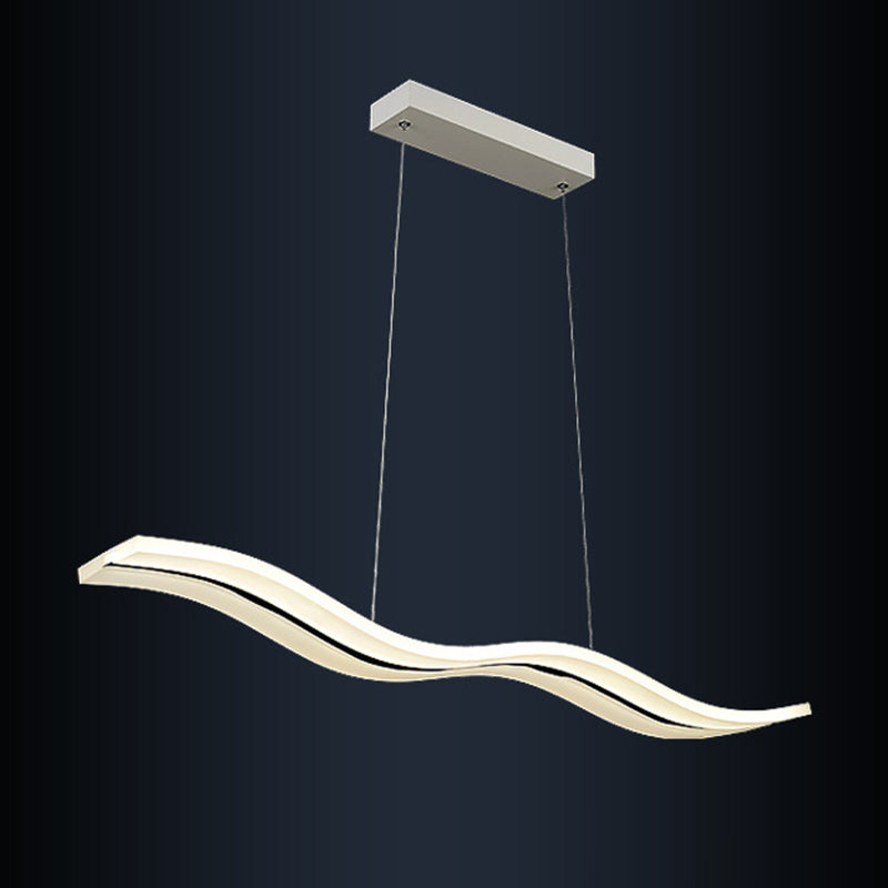 Luce a led bianche acriliche in moderna luce a forma d'onda di ferro in stile in stile conciso per sala da pranzo