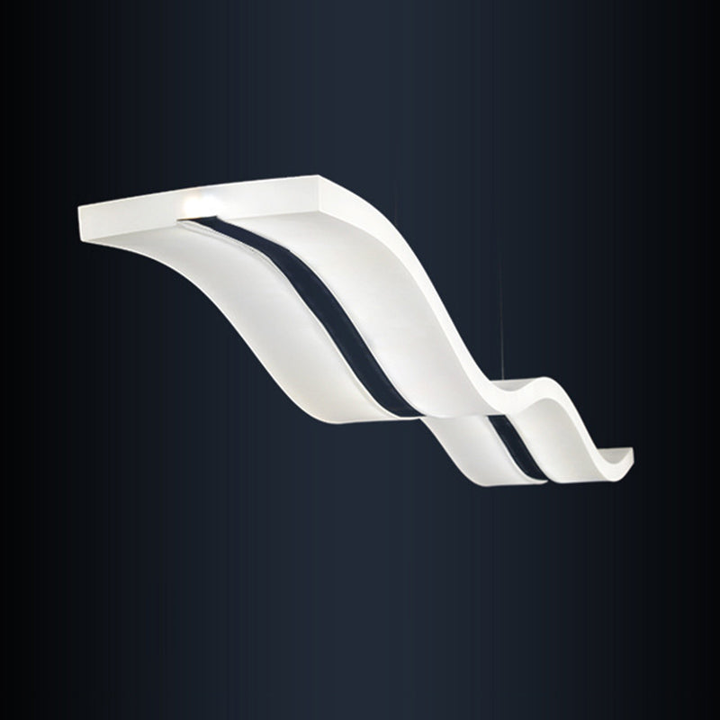 Luce a led bianche acriliche in moderna luce a forma d'onda di ferro in stile in stile conciso per sala da pranzo