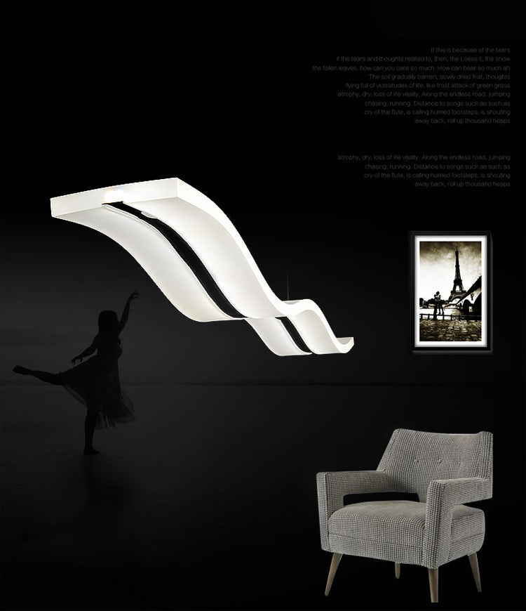 Luce a led bianche acriliche in moderna luce a forma d'onda di ferro in stile in stile conciso per sala da pranzo