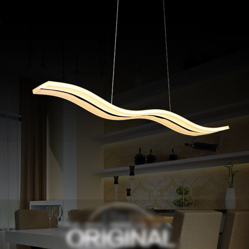 Luce a led bianche acriliche in moderna luce a forma d'onda di ferro in stile in stile conciso per sala da pranzo