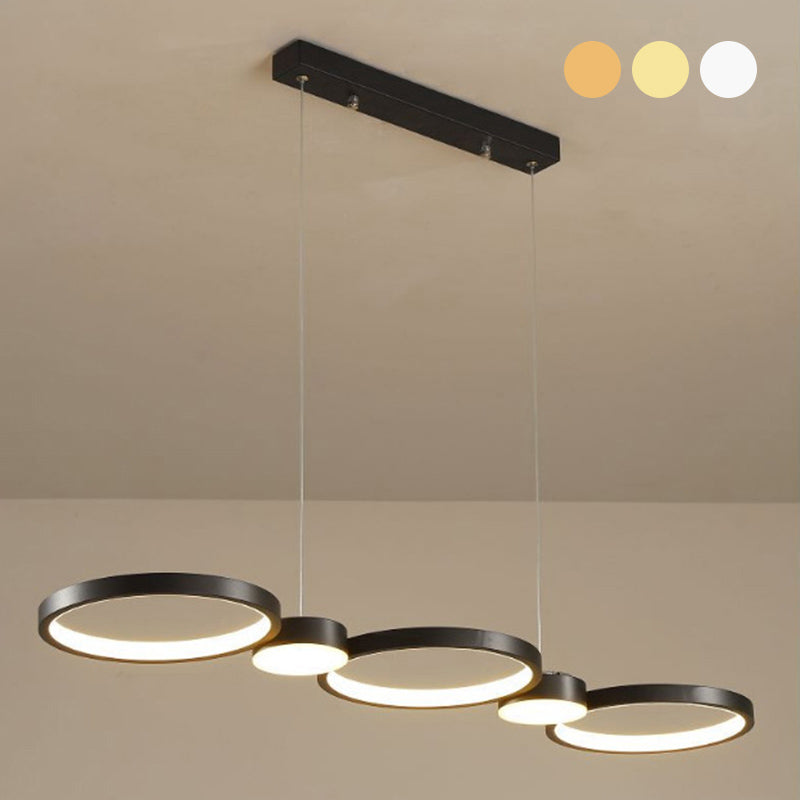 Black Linear LED Island Light in Modern Simplicity Aluminium Pendant Light with Acrylic Shade