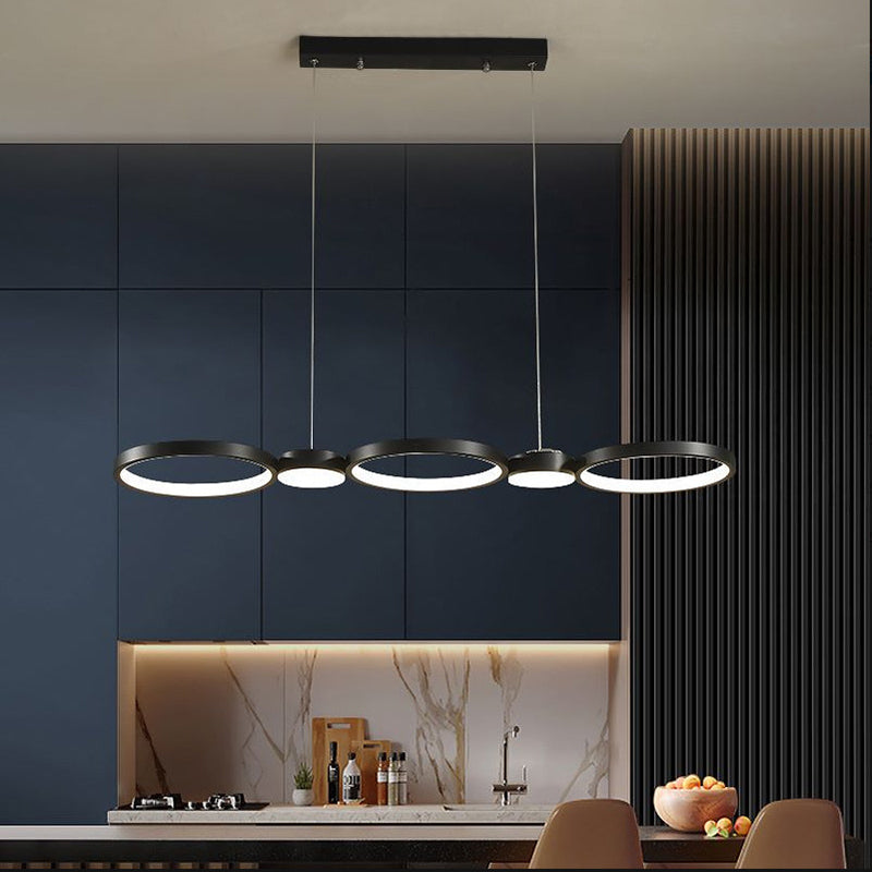 Black Linear LED Island Light in Modern Simplicity Aluminium Pendant Light with Acrylic Shade