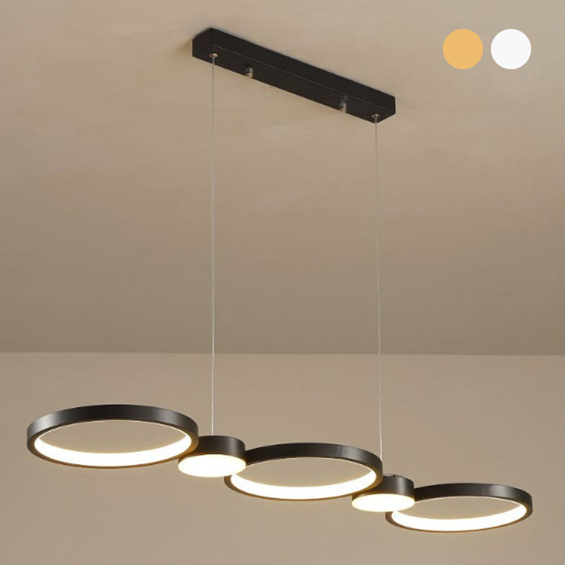 Black Linear LED Island Light in Modern Simplicity Aluminium Pendant Light with Acrylic Shade