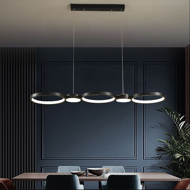 Black Linear LED Island Light in Modern Simplicity Aluminium Pendant Light with Acrylic Shade